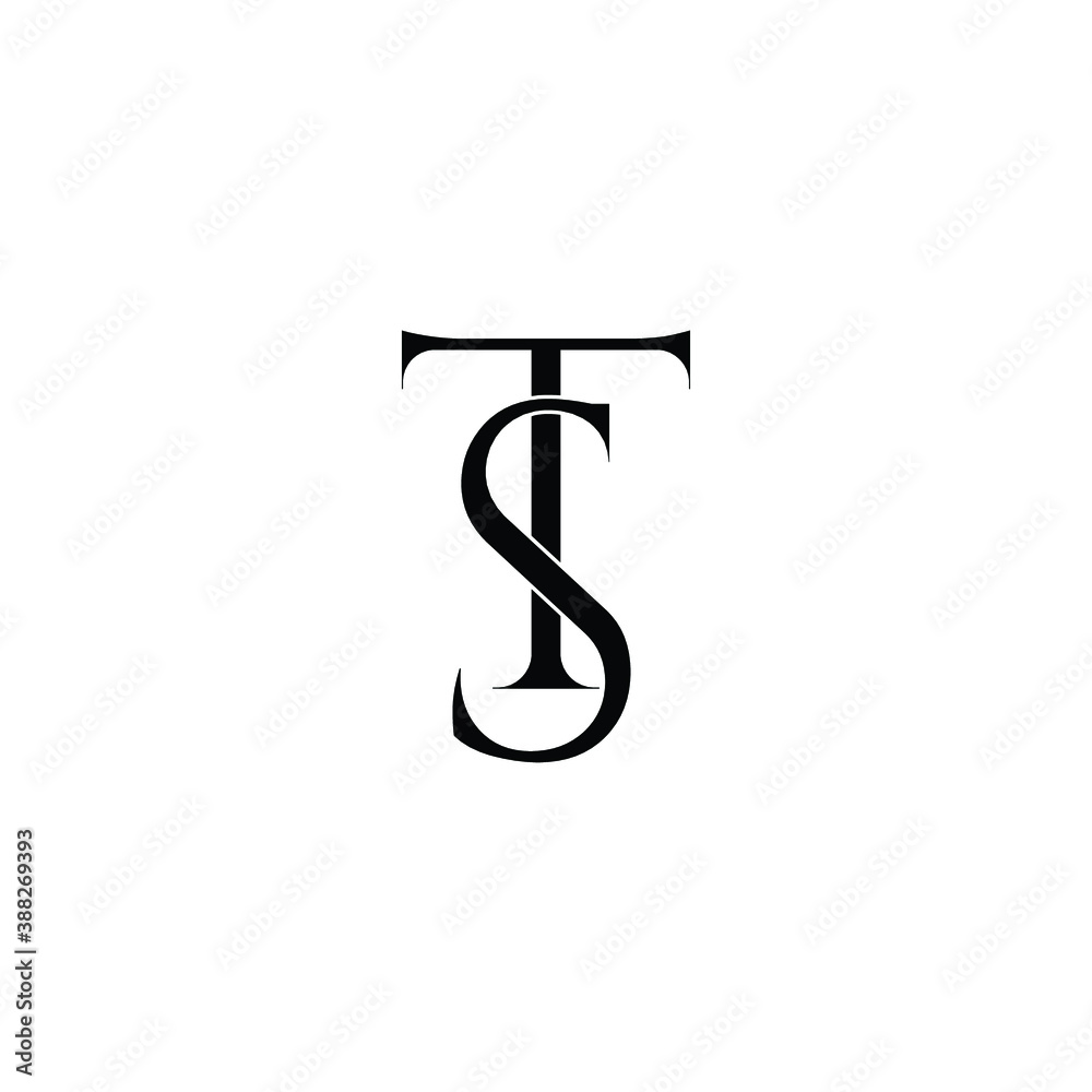 Initial Logo Letter TS Monogram in Black and White. Initial Logo Letter TS Monogram in Black and White.