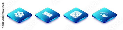 Set Isometric line Blockchain technology, Cryptocurrency bitcoin circuit, ASIC Miner and cloud mining icon. Vector.