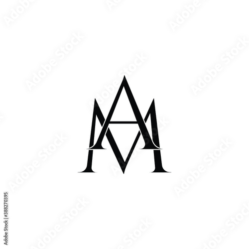 Initial Logo Letter MA Monogram in Black and White.
