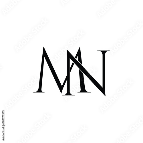 Initial Logo Letter MN Monogram in Black and White.
