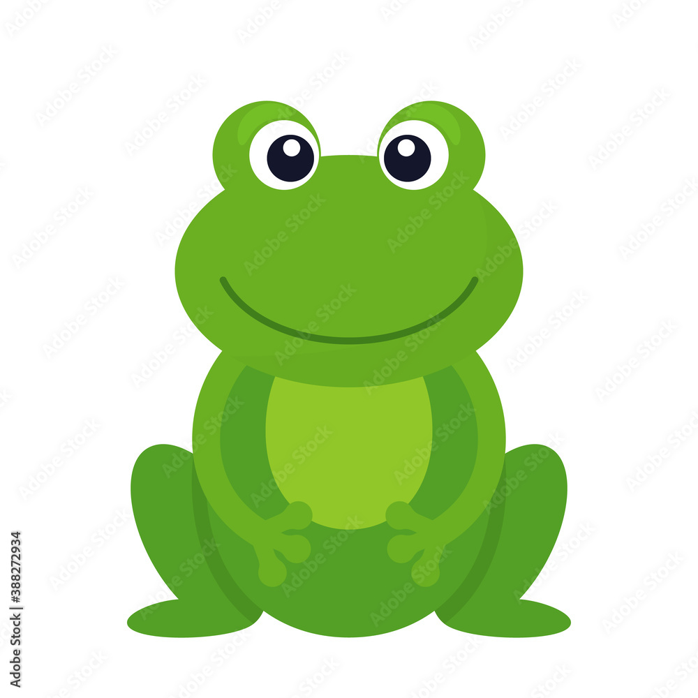 Character of funny green frog isolated on white background. Character of funny green frog isolated on white background.