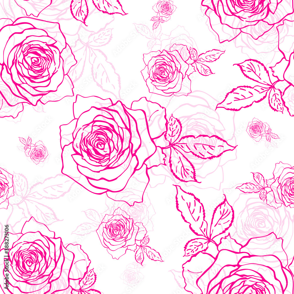  Seamless graphic pattern of delicate roses