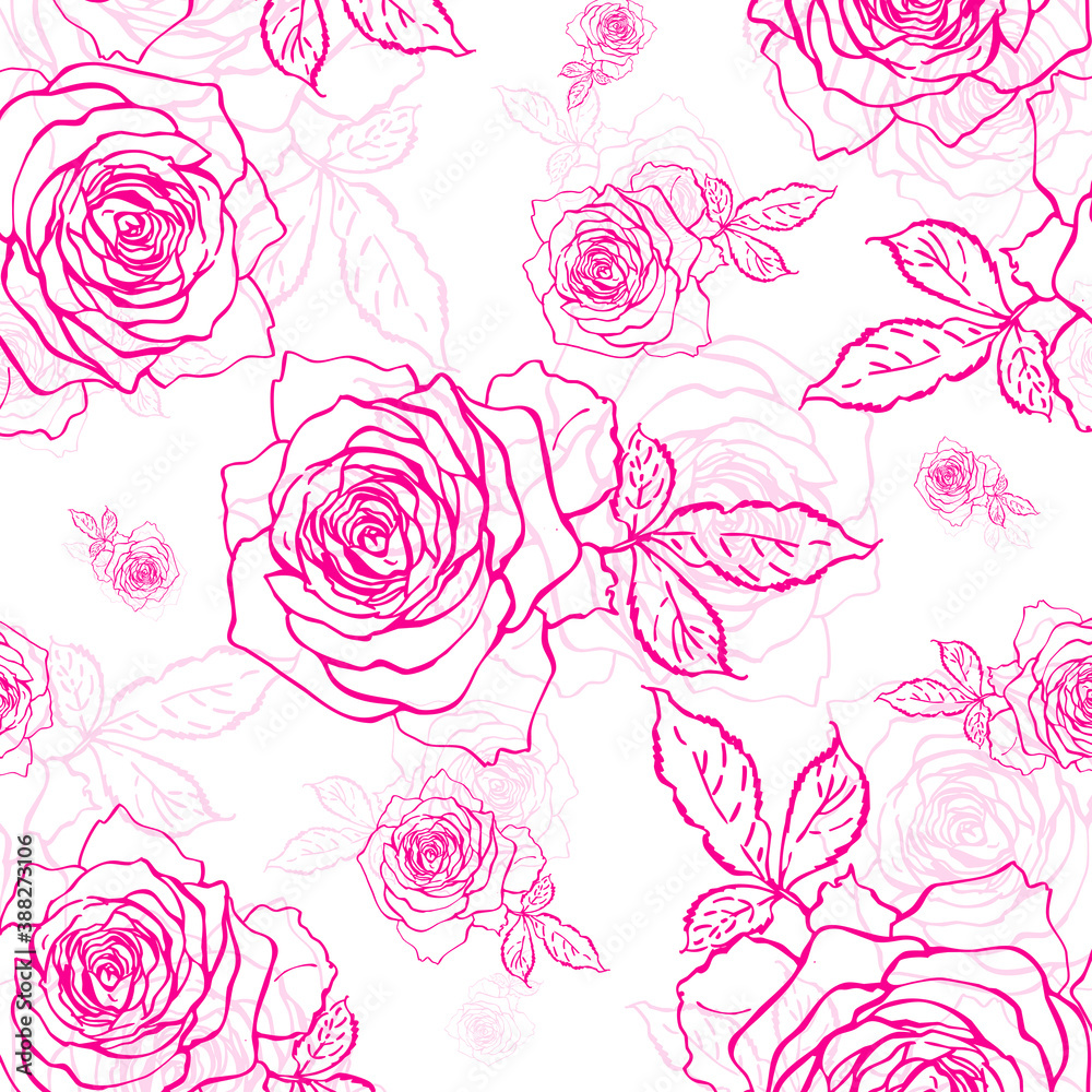 Seamless graphic pattern of delicate roses Seamless graphic pattern of delicate roses