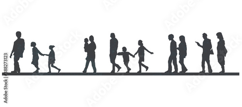 歩く家族やカップルのシルエットのデザインパーツ タイトル変更