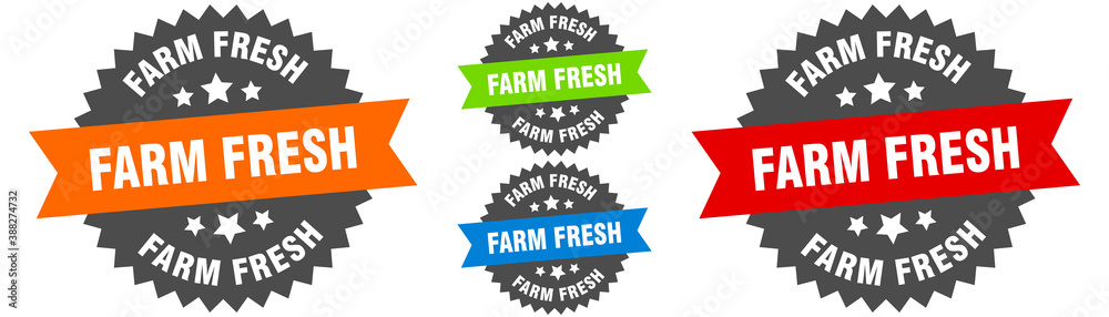 farm fresh sign. round ribbon label set. Seal farm fresh sign. round ribbon label set. Seal