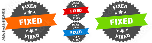 fixed sign. round ribbon label set. Seal