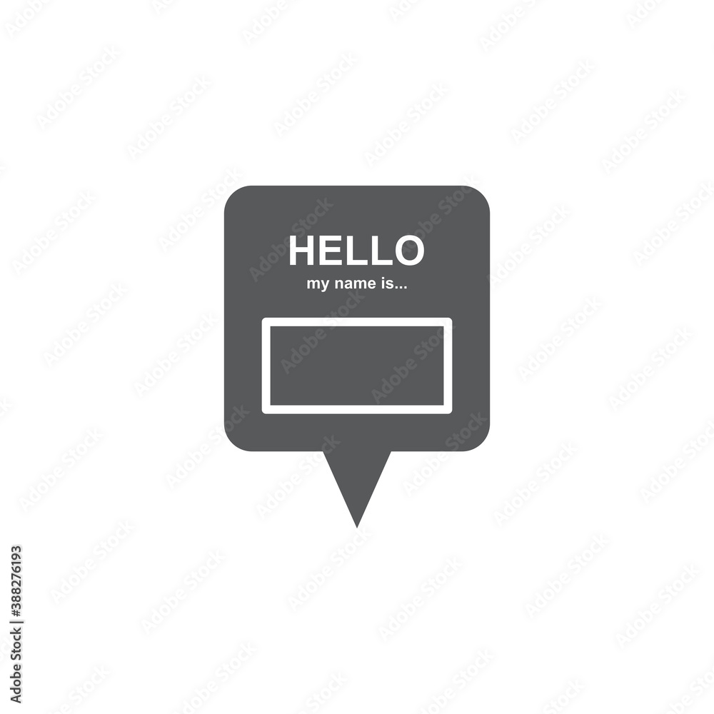 Badge or register vector isolated sticker hello my name is in trendy flat style on white background Badge or register vector isolated sticker hello my name is in trendy flat style on white background