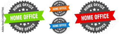 home office sign. round ribbon label set. Seal