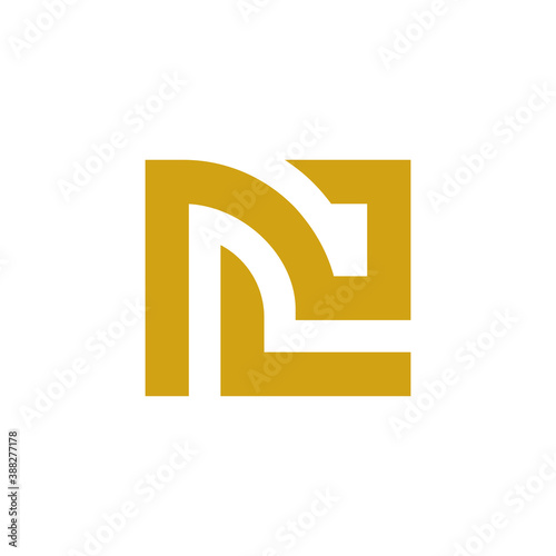 Initial letter NC or CN logo design, gold and white color, minimal monogram illustration