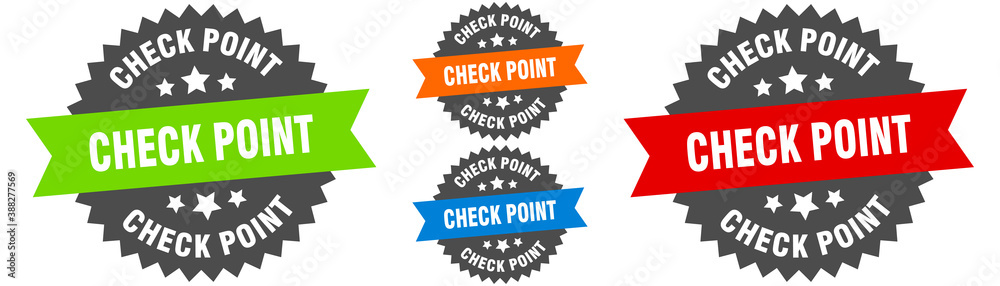 check point sign. round ribbon label set. Seal