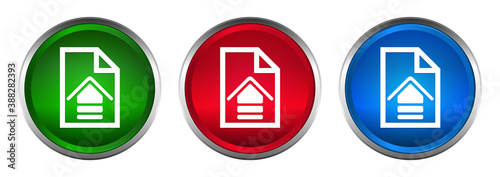 Upload document icon supreme round button set design illustration