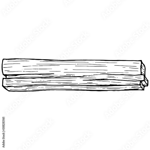 Wooden plank. Vector illustration of a wooden board with a blank space. Hand drawn wooden plank.