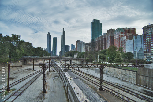 Chicago train view from Millennium Park