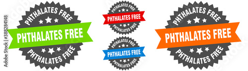 phthalates free sign. round ribbon label set. Seal
