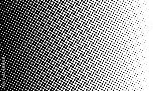 Dotted gradient vector illustration, white and black halftone background.