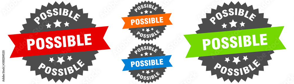 possible sign. round ribbon label set. Seal possible sign. round ribbon label set. Seal