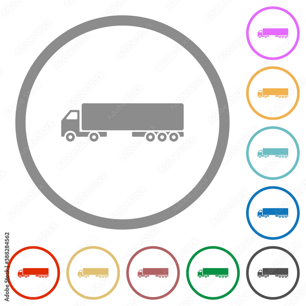 Camion flat icons with outlines Camion flat icons with outlines