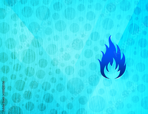 Fire icon shiny bubble abstract cyan blue background wet aqua texture illustration