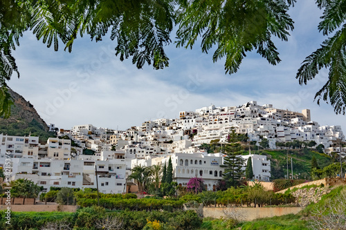 Charming view of the white town Mojacar, in Spain photo