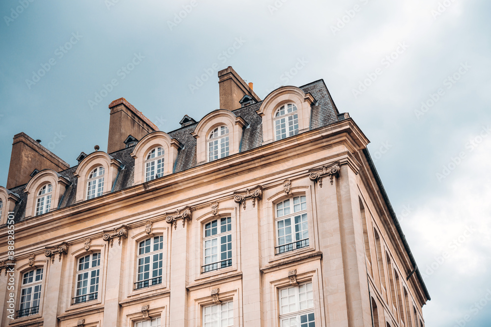 Beautiful Street view of Buildings, Paris city, France.