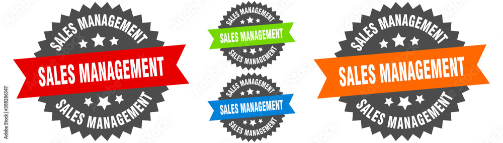 sales management sign. round ribbon label set. Seal