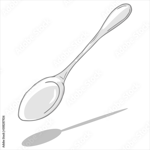 Spoon icon. Vector illustration of a small coffee spoon. Hand drawn teaspoon, dessert spoon.