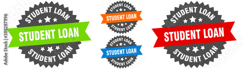 student loan sign. round ribbon label set. Seal