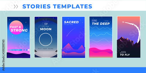 Stories poster abstract gradient set