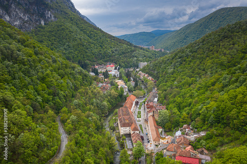 Aerial view of Baile Herculane - Thermal resort in Romania, gorgeous Austro-Hungarian Imperial Baths photo