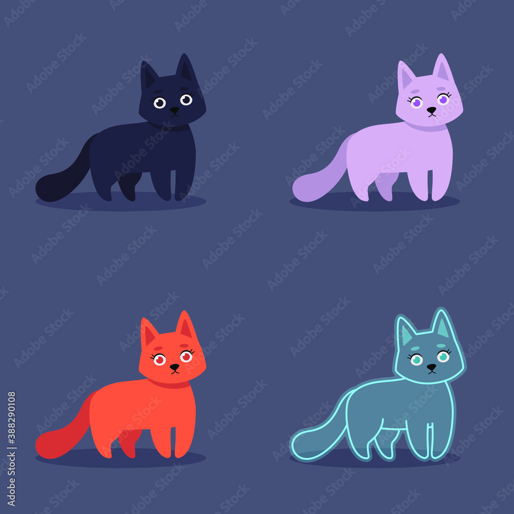 Cat vector flat cute illustration set Stock Vector | Adobe Stock