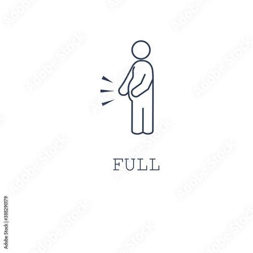 Full icon on white background. Vector illustration in flat cartoon design. Tummy, stuffed.