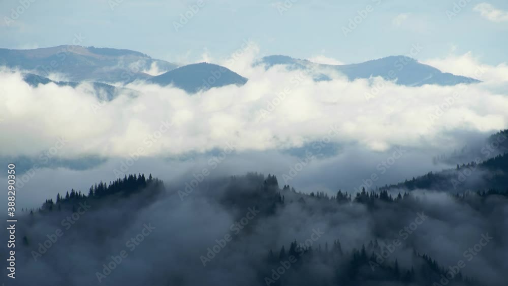 Aerial view of sunrise over foggy mountains Aerial view of sunrise over foggy mountains