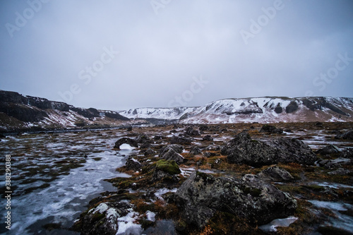 snow covered mountains