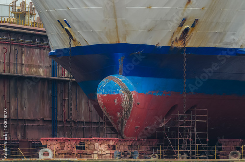SHIP IN DRY DOCK - Ship repair in a shipyard