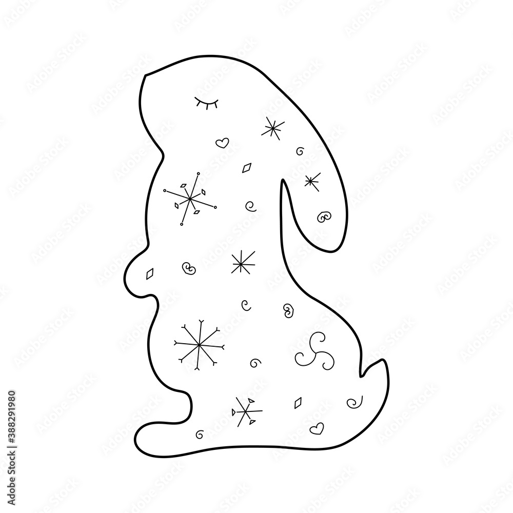 Obraz premium Stylized cute rabbit. Outline style. Vector illustration for décor, greeting cards, posters, prints for clothes, emblems.