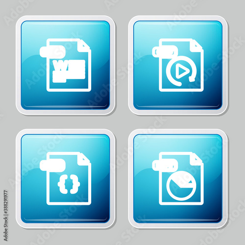 Set line DOC file document, GIF, CSS and PPT icon. Vector.