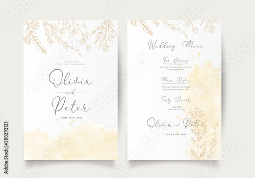 Elegant floral wreath wedding card template. Vector illustration. EPS 10