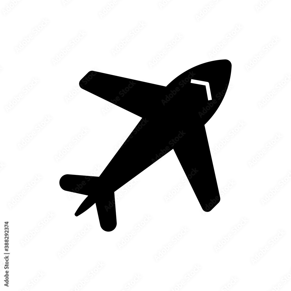 Obraz premium Airplane icon in full black style