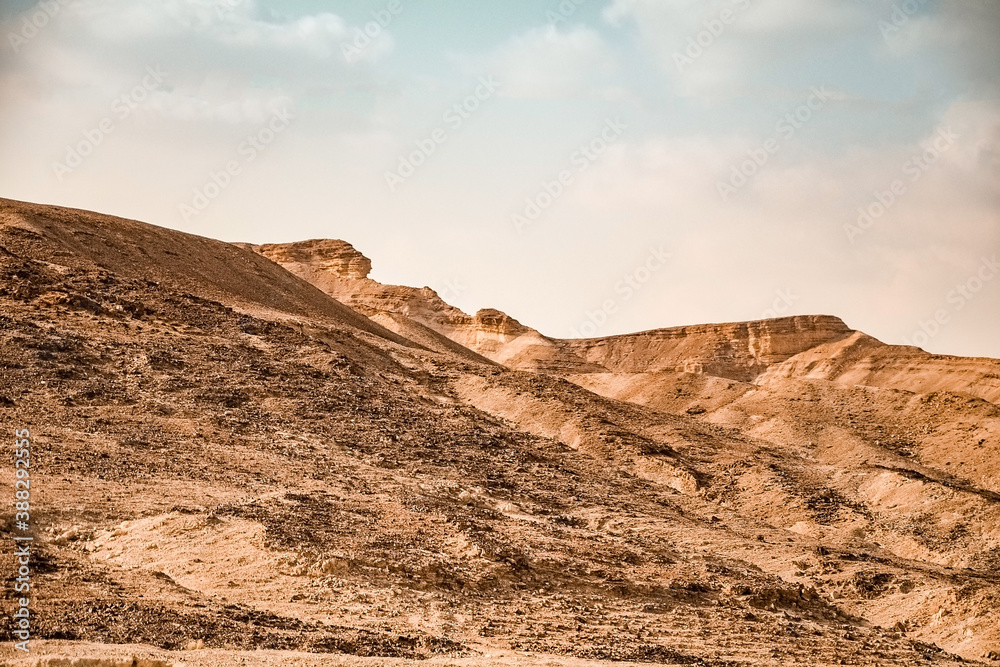 sandy hills in the desert of Israel, Red Canyon near the city of Eilat.