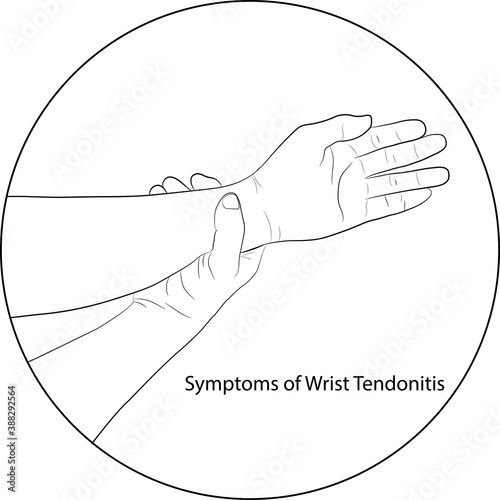 image graphics vector outline Wrist pain is often caused by sprains or fractures from sudden injuries concept health care