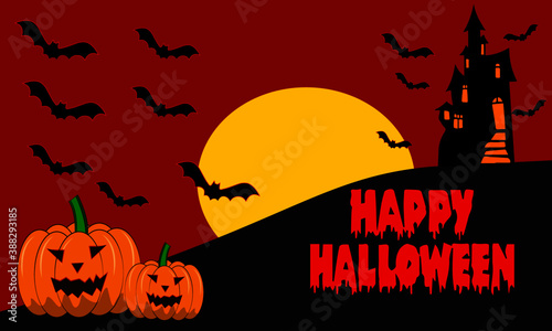 halloween background with pumpkin and bats