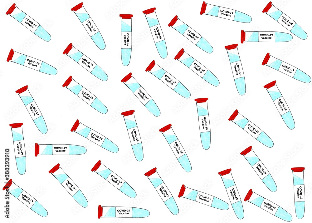 A lot of medical test tubes with coronavirus vaccine. COVID-19 protection illustration A lot of medical test tubes with coronavirus vaccine. COVID-19 protection illustration