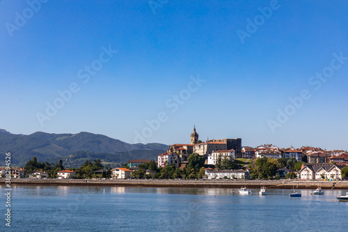 Fuentarrabia, Basque Country, Spain - View to the village from the french side of the Bidassoa river