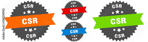 csr sign. round ribbon label set. Seal