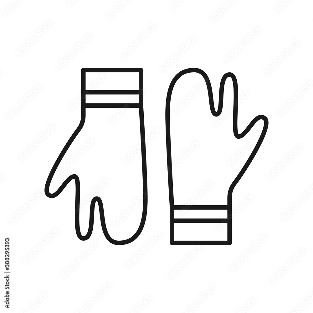 Obraz premium Three-fingered gloves icon. Neoprene gloves for diving. Isolated vector illustration on white background. Editable stroke