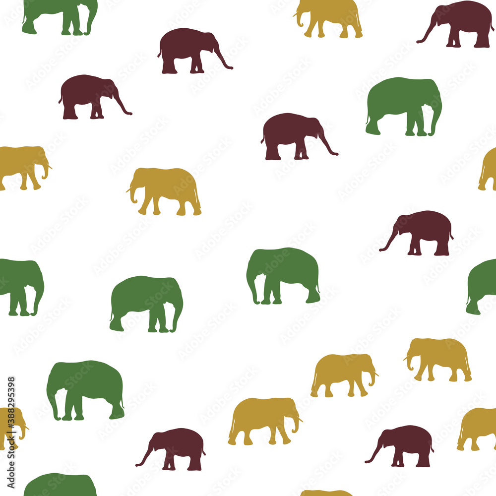 Seamless pattern with african elephants