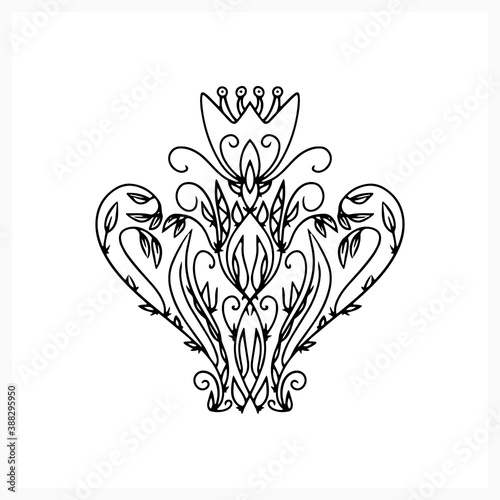 Abstract flower coloring page book. Sketch icon isolated on white. Outline vector stock illustration. EPS 10
