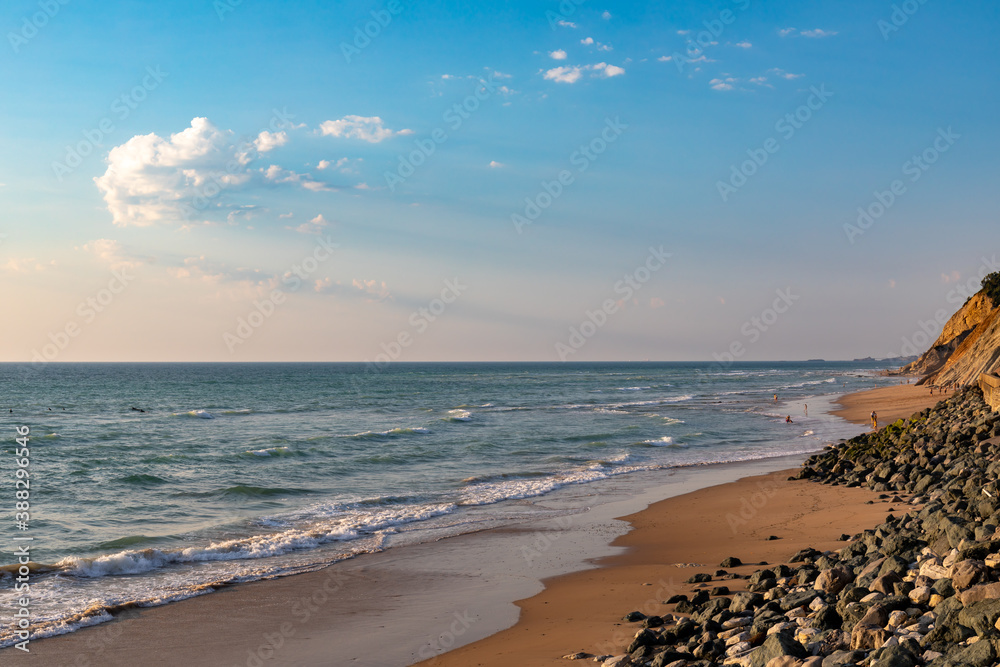 The beach of Bidart at sunset, Basque Country, France The beach of Bidart at sunset, Basque Country, France