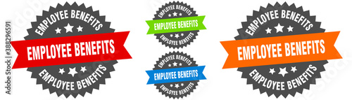 employee benefits sign. round ribbon label set. Seal