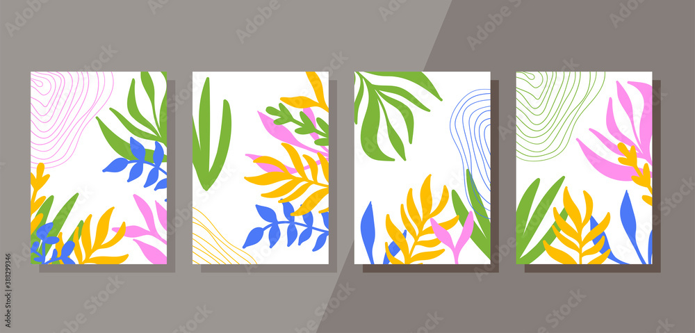 Floral trendy banners posters vector set